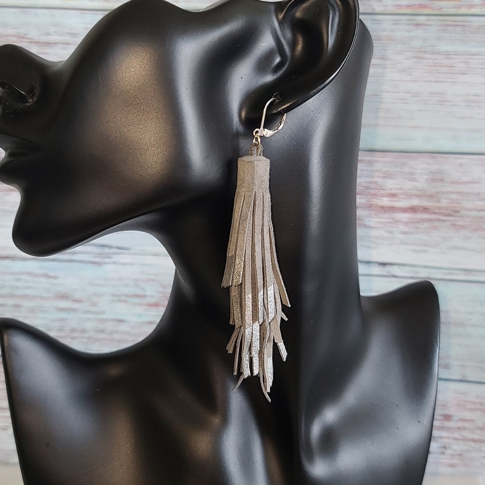 Handmade Leather Tassle Earrings